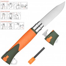 Dao xếp Opinel No12 Explore Survival Knife Plastic Handle (cam - xanh lính) (OPI 001974)